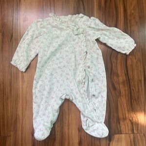 First Impressions White and Pink Floral Footie